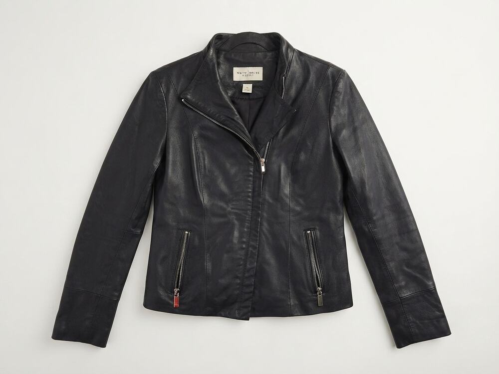 Vintage y2K White House Black Market XS Black Leather Moto Biker Jacket Emo